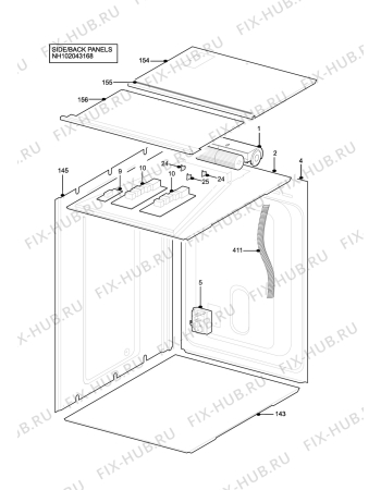 Взрыв-схема плиты (духовки) Aeg D8100-1W - Схема узла H10 Side/Back Panel